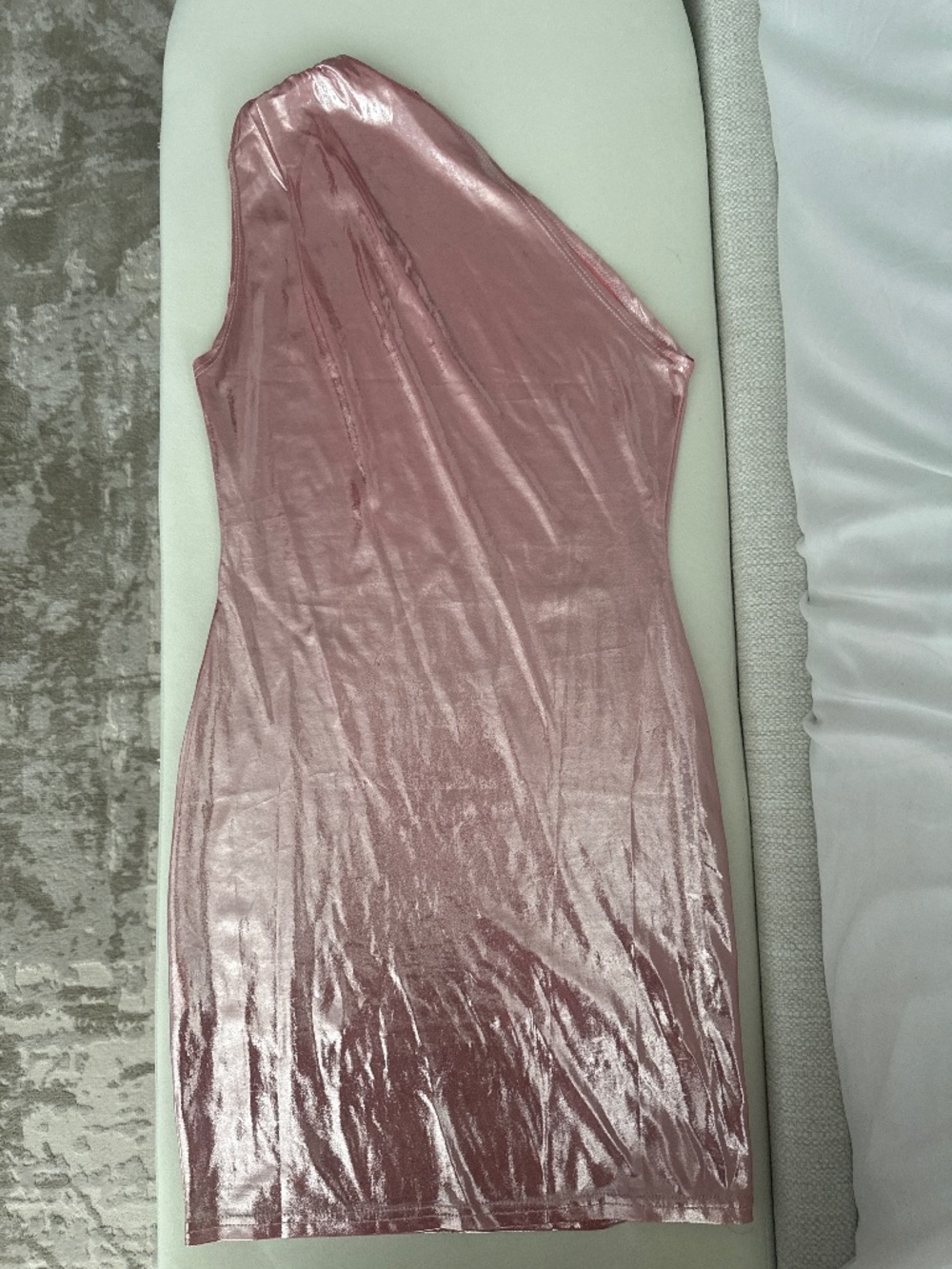 Satin pink one shoulder mini dress